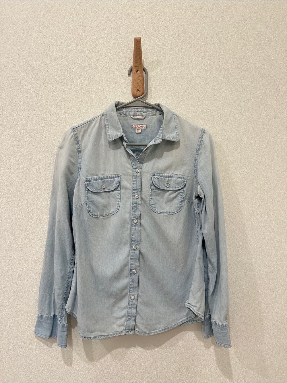 Merona Light Blue Denim Button-Down Shirt
